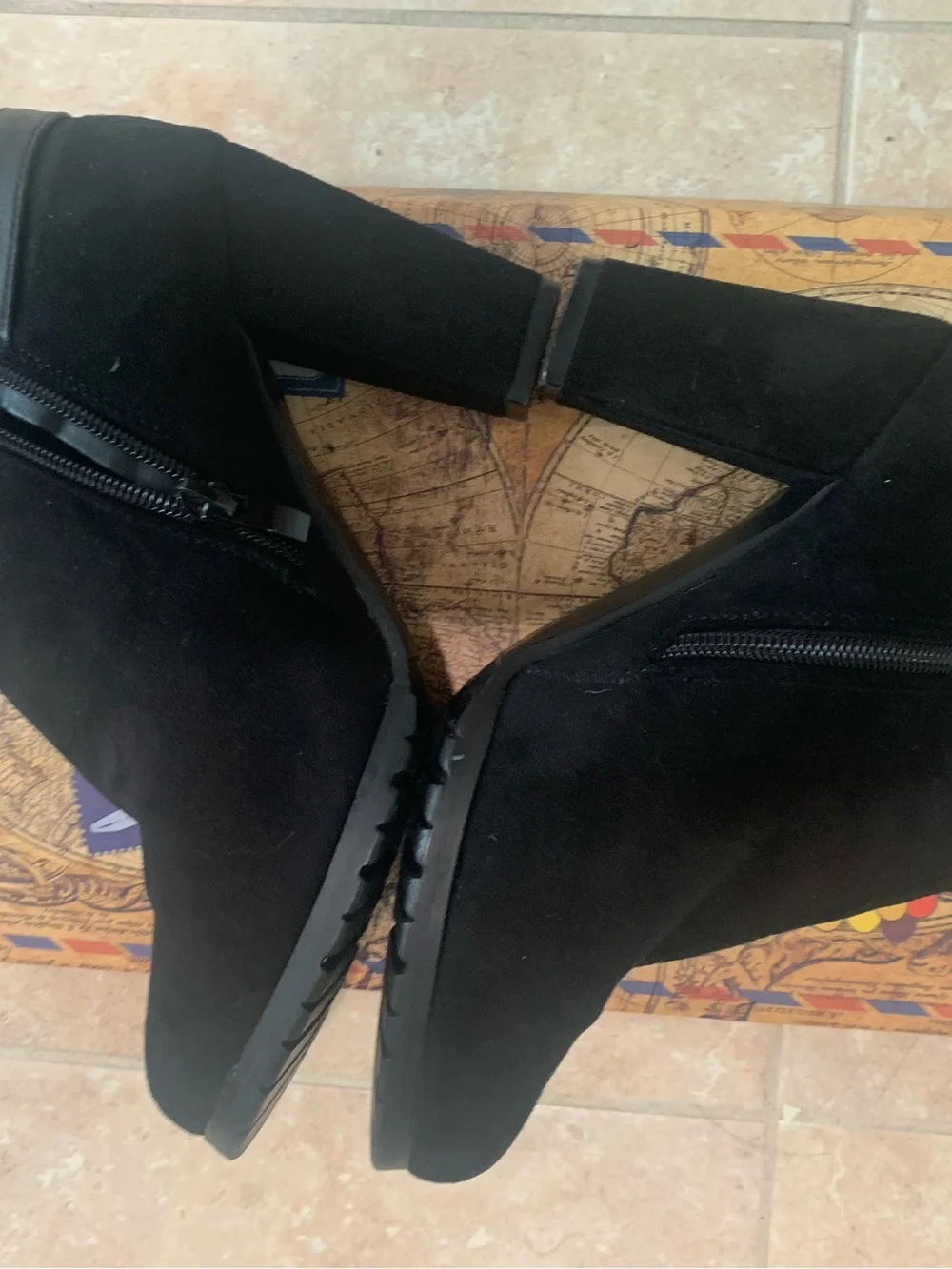 Women’s Black Suede Ankle Boots with Buckle